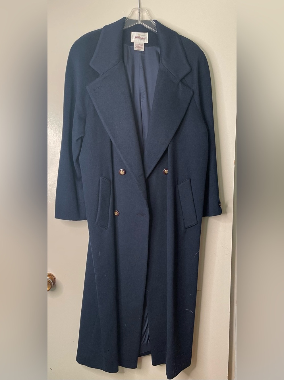 Worthington Navy Double-Breasted Pea Coat with Gold Buttons